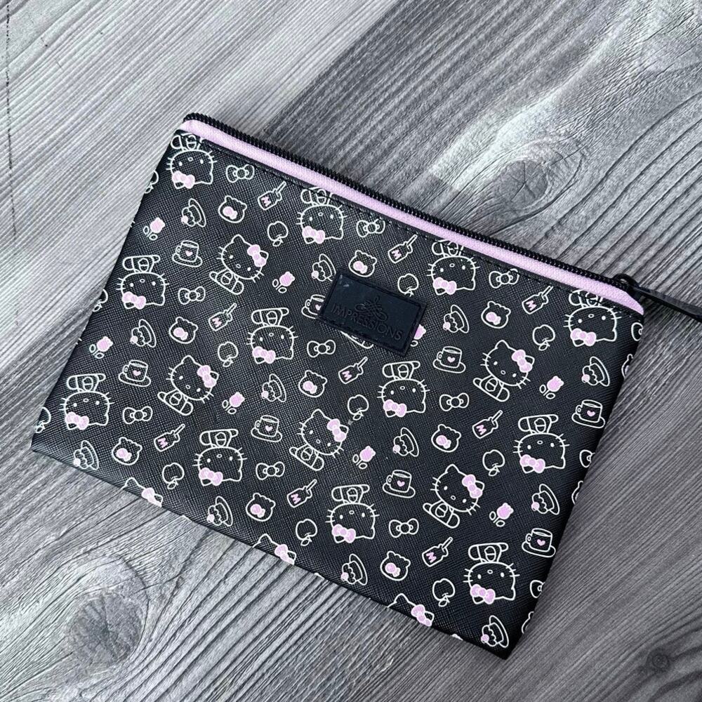 impressions vanity black hello kitty makeup case bag
